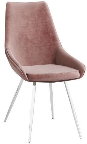 Lanna Pink Velvet And Chrome Dining Chair Sold In Pairs