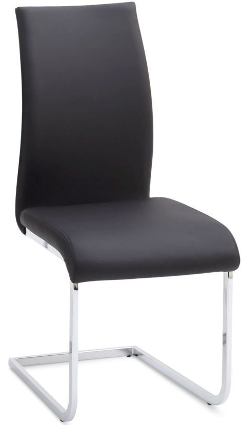 Paolo Black Faux Leather And Chrome Dining Chair Sold In Pairs