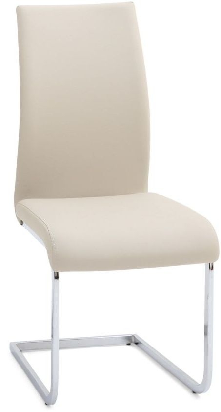 Paolo Cream Faux Leather And Chrome Dining Chair Sold In Pairs