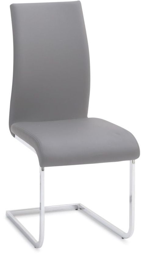 Paolo Grey Faux Leather And Chrome Dining Chair Sold In Pairs