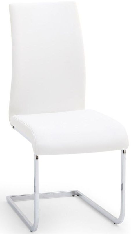 Paolo White Faux Leather And Chrome Dining Chair Sold In Pairs