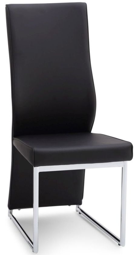 Remo Black Faux Leather And Chrome Dining Chair Sold In Pairs