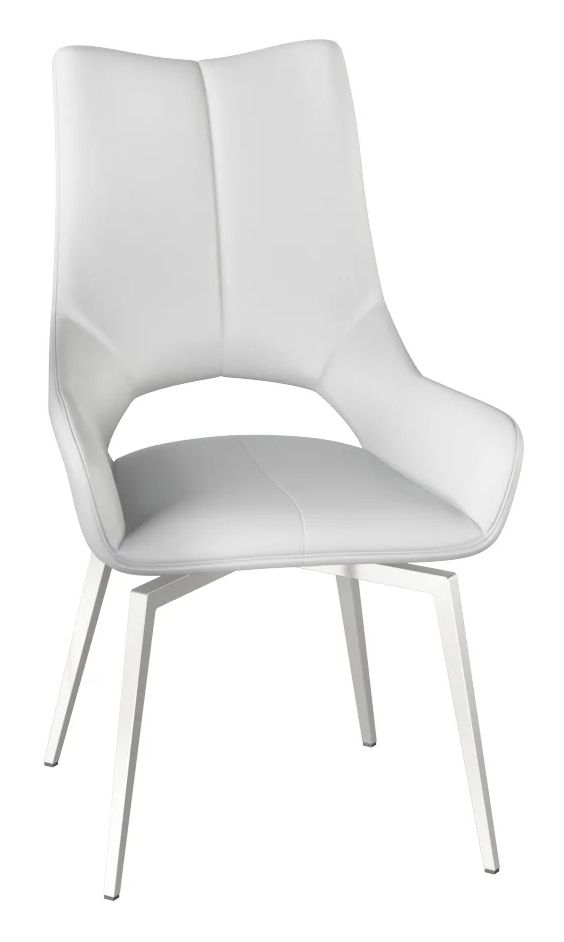 Spinello White Faux Leather And Chrome Swivel Dining Chair Sold In Pairs