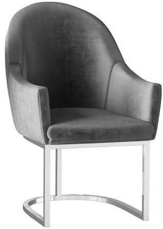Viola Dark Grey Velvet And Chrome Dining Chair Sold In Pairs