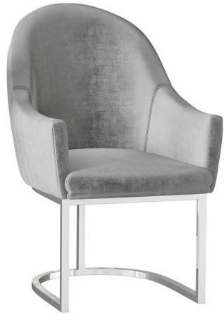 Viola Silver Grey Velvet And Chrome Dining Chair Sold In Pairs