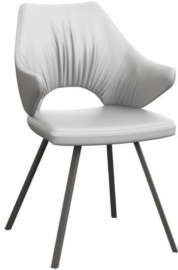 Zola White Faux Leather And Graphite Dining Chair Sold In Pairs