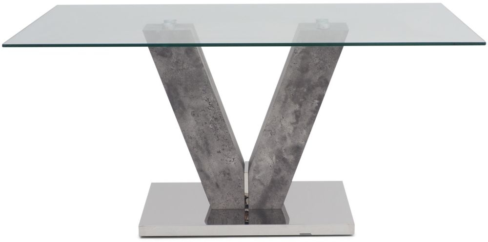 Dolce Dining Table Glass And Grey Stone