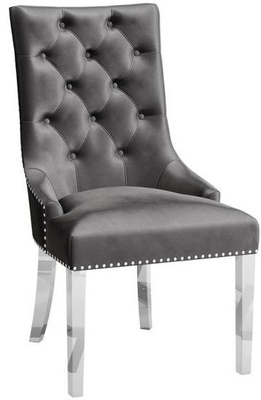 Donatello Dark Grey Velvet Dining Chair Sold In Pairs