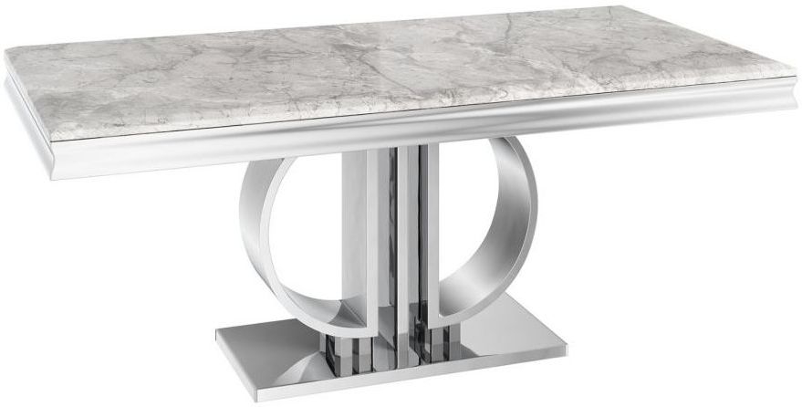 Donatello Light Grey Marble Dining Table