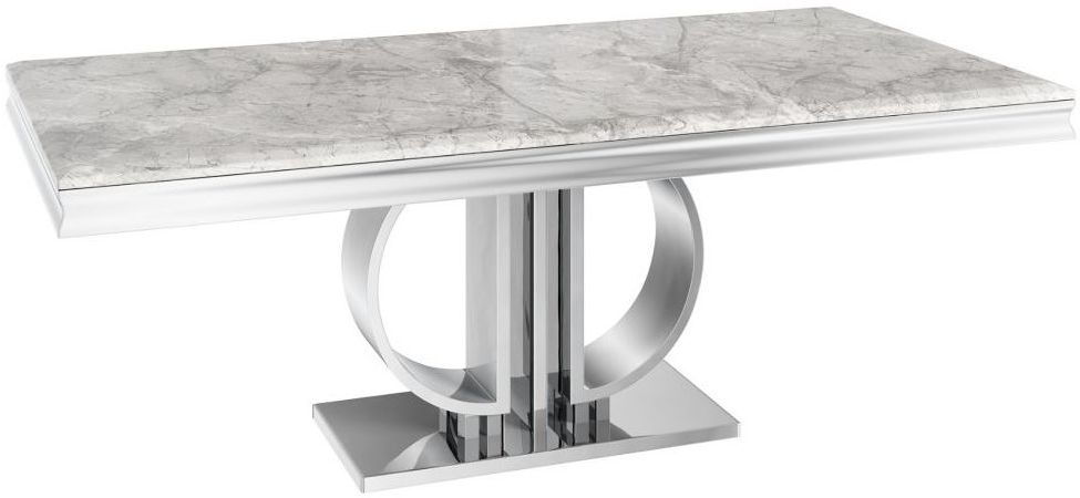 Donatello Light Grey Marble Large Dining Table
