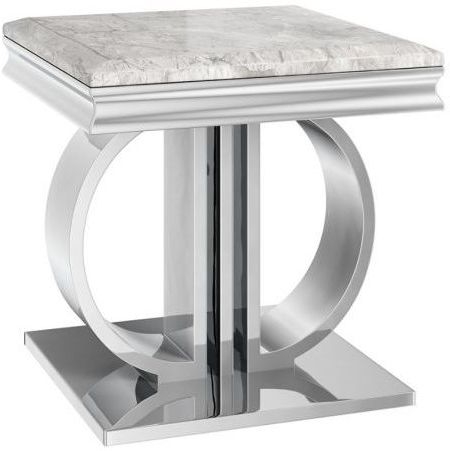 Donatello Light Grey Marble Side Table