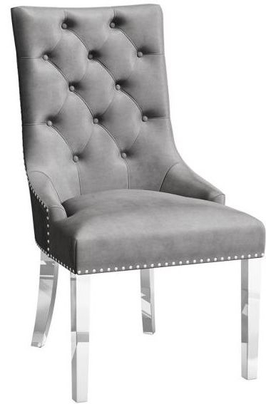 Donatello Silver Grey Velvet Dining Chair Sold In Pairs