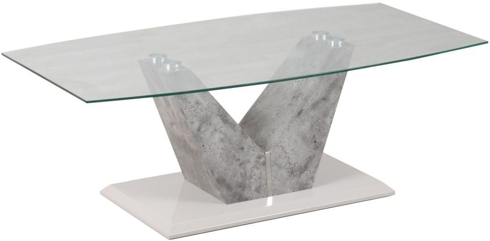 Dolce Coffee Table Glass And Grey Stone Clearance Fss14277