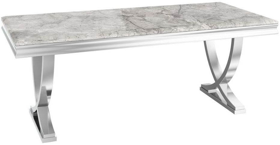 Maria Light Grey Marble Large Dining Table