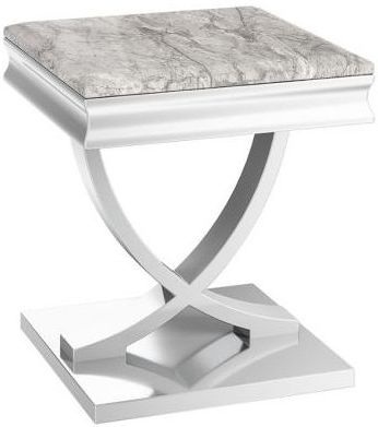 Maria Light Grey Marble Side Table
