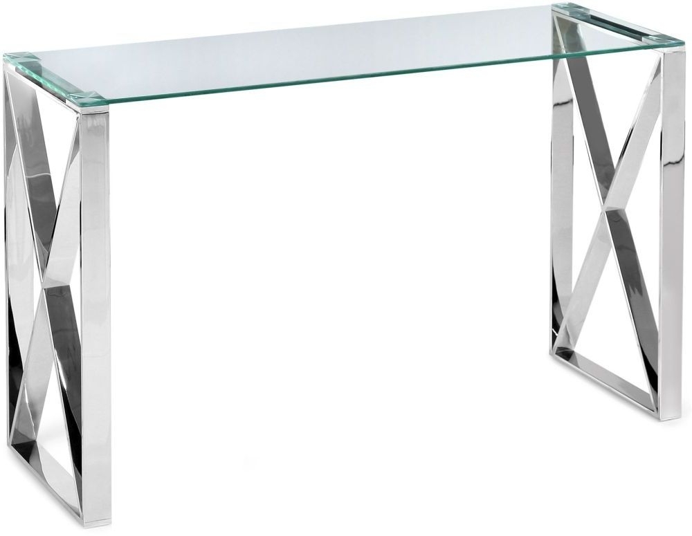 Product photograph of Maxi Console Table - Glass And Chrome from Choice Furniture Superstore