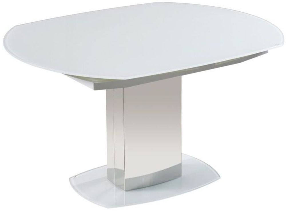 Olivia White Glass Twist Motion Extending Dining Table