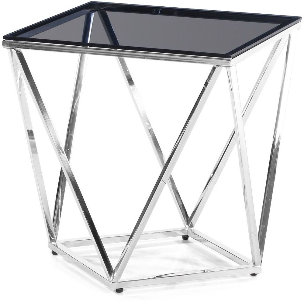 Pirlo Side Table Smoked Glass And Chrome