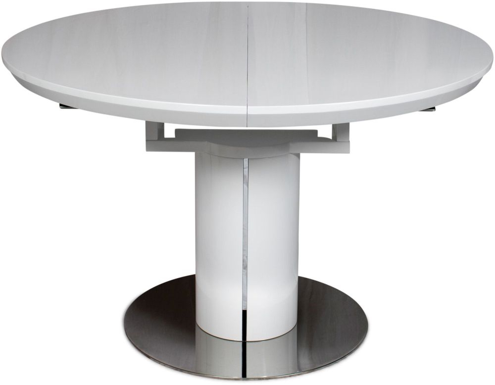 Romeo White High Gloss Butterfly Extending Dining Table