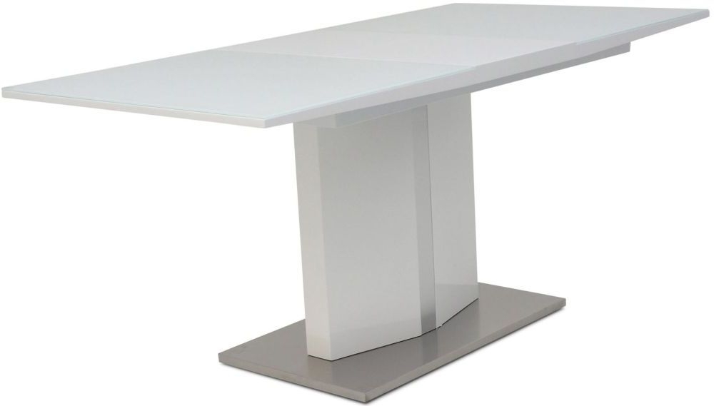 Silvio White High Gloss Butterfly Extending Dining Table