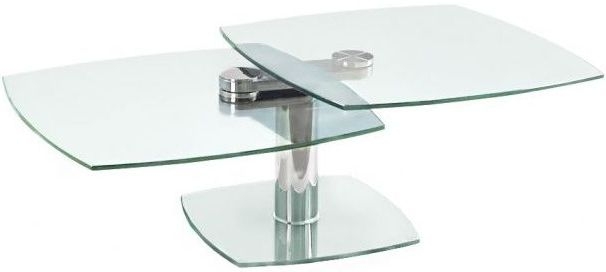 Nero Swivel Extending Coffee Table Glass And Chrome
