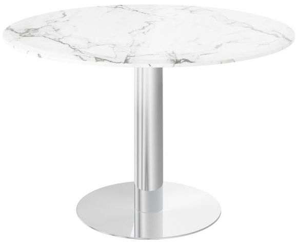 Parma Light Grey Marble And Chrome Round Dining Table