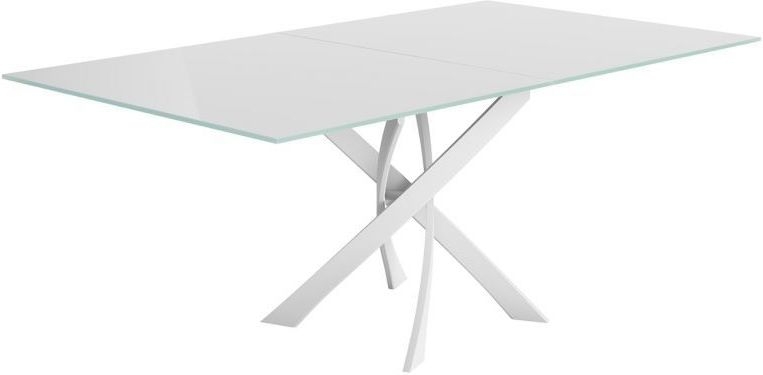 Sirocco White Glass Top Extending Dining Table