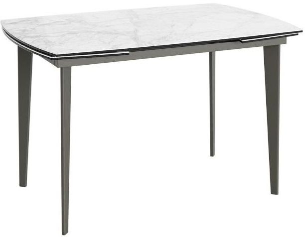 Verdi Light Grey Marble Effect Glass Top Extending Dining Table