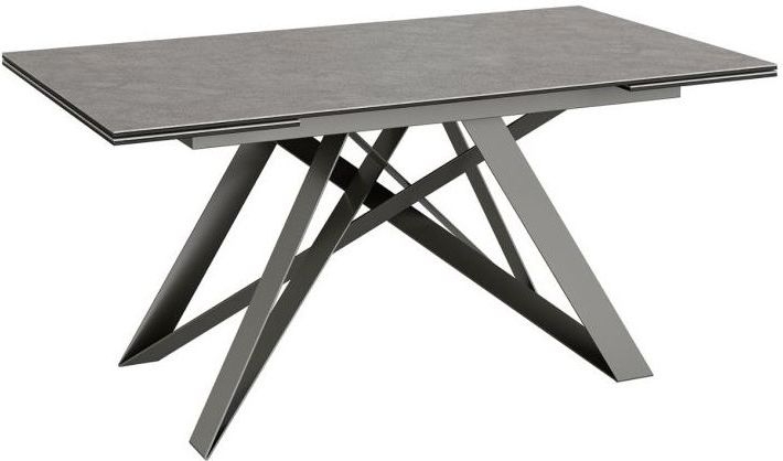 Visage Ceramic Effect Grey Glass Top Extending Dining Table