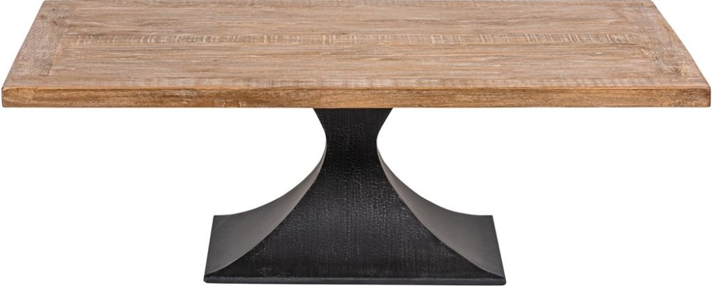 Chelsea Reclaimed Pine Coffee Table With Black Flute Shape Metal Base