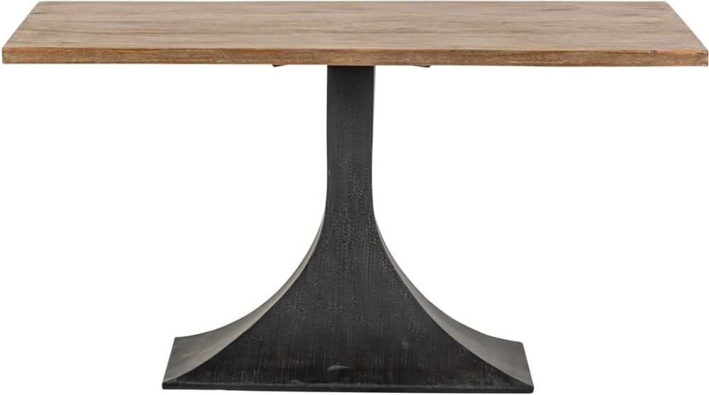 Chelsea Reclaimed Pine Single Pedestal Dining Table With Black Flute Shape Metal Base