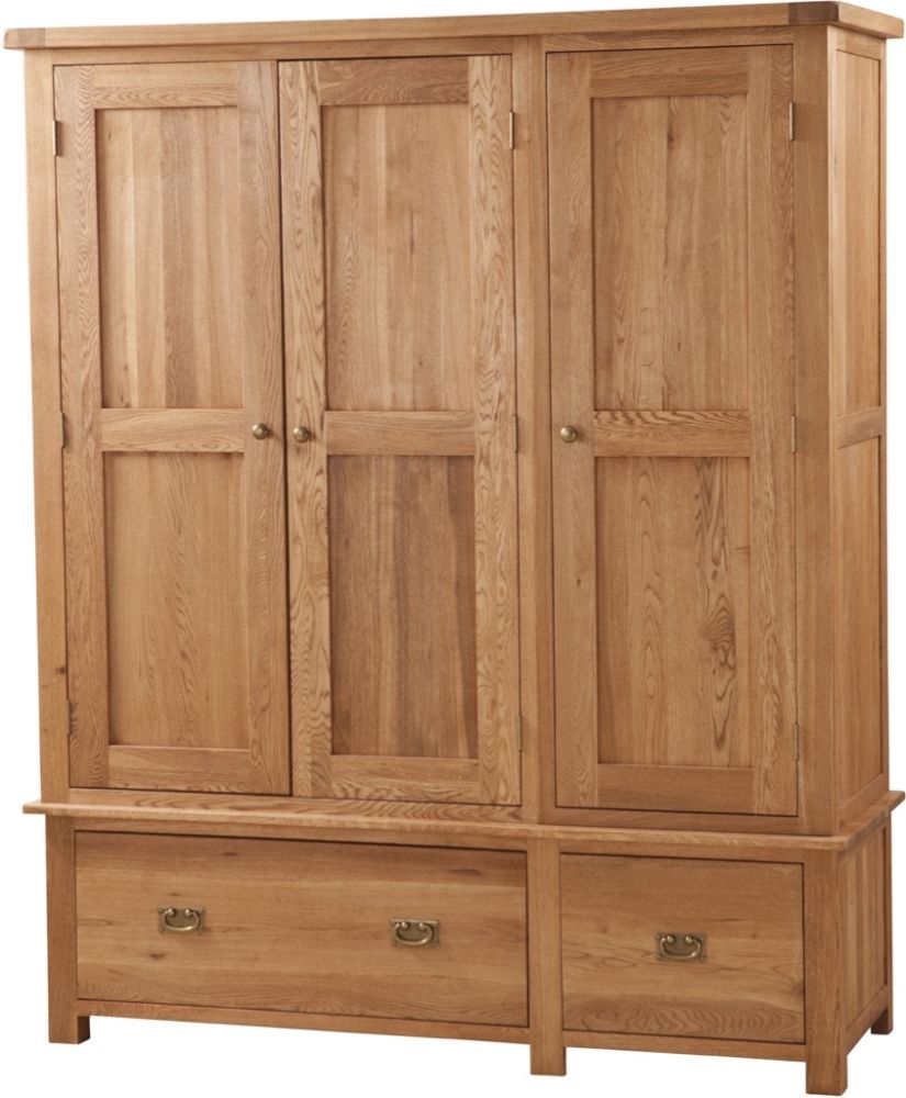 Kent Oak 3 Door 2 Drawer Wardrobe