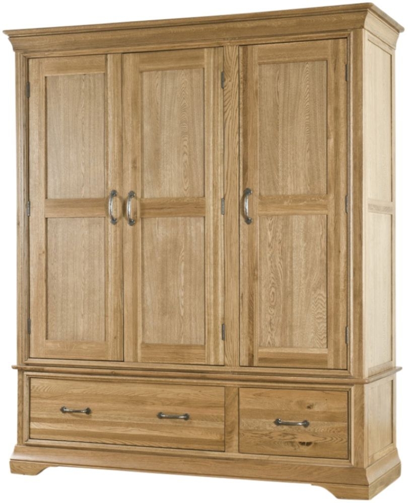 Lyon Oak 3 Door 2 Drawer Wardrobe