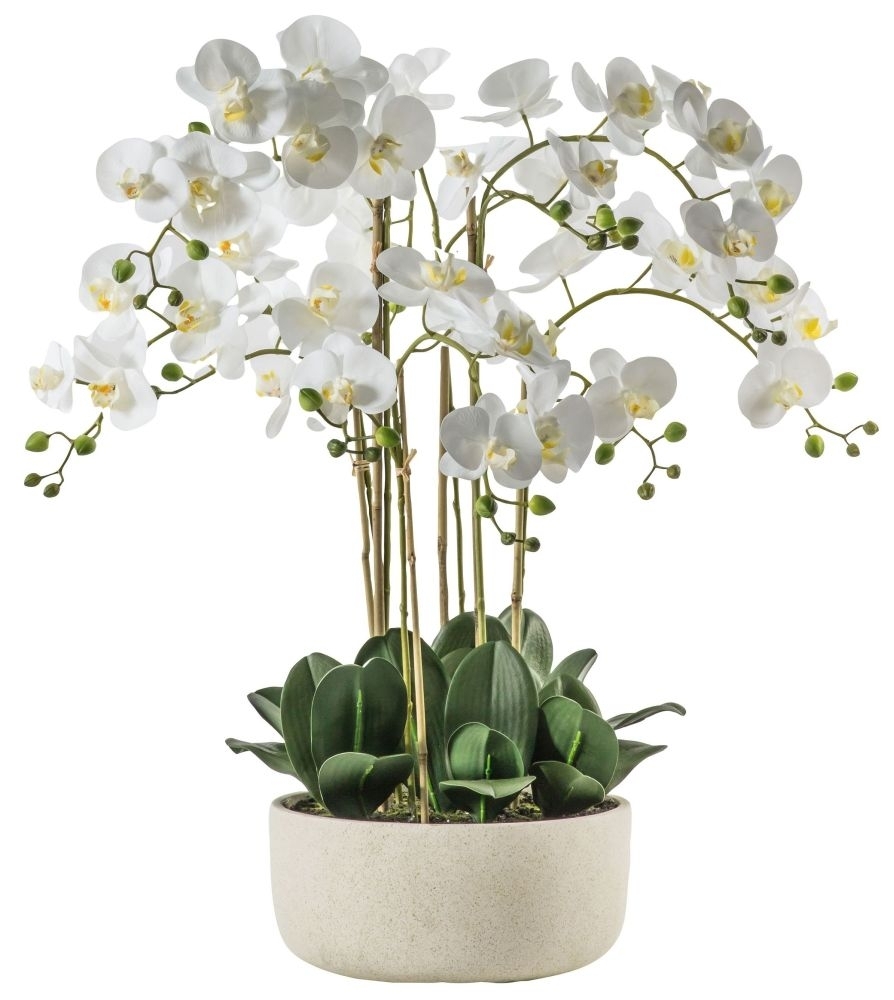 Large Orchid White Bowl Artificial Potted Plant