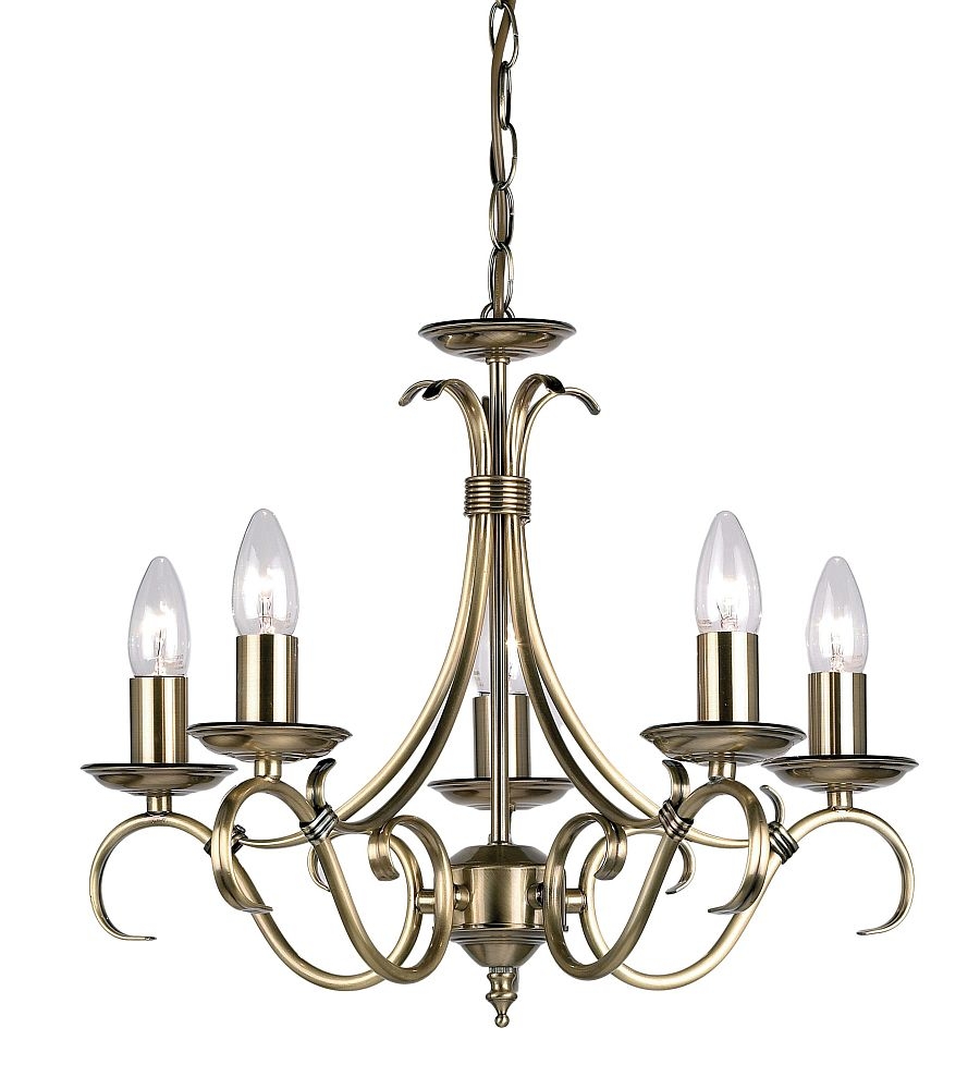 Aitana 5 Antique Brass Pendant Light
