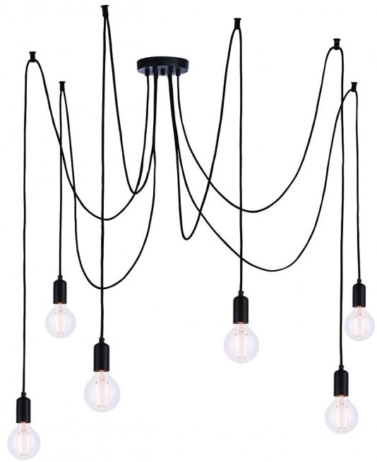 Emma 6 Cluster Matt Black Pendant Light