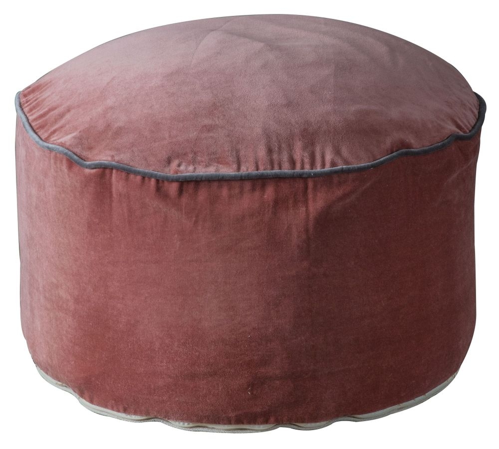 Aleen Blush Velvet Sleek Chic Round Pouffe