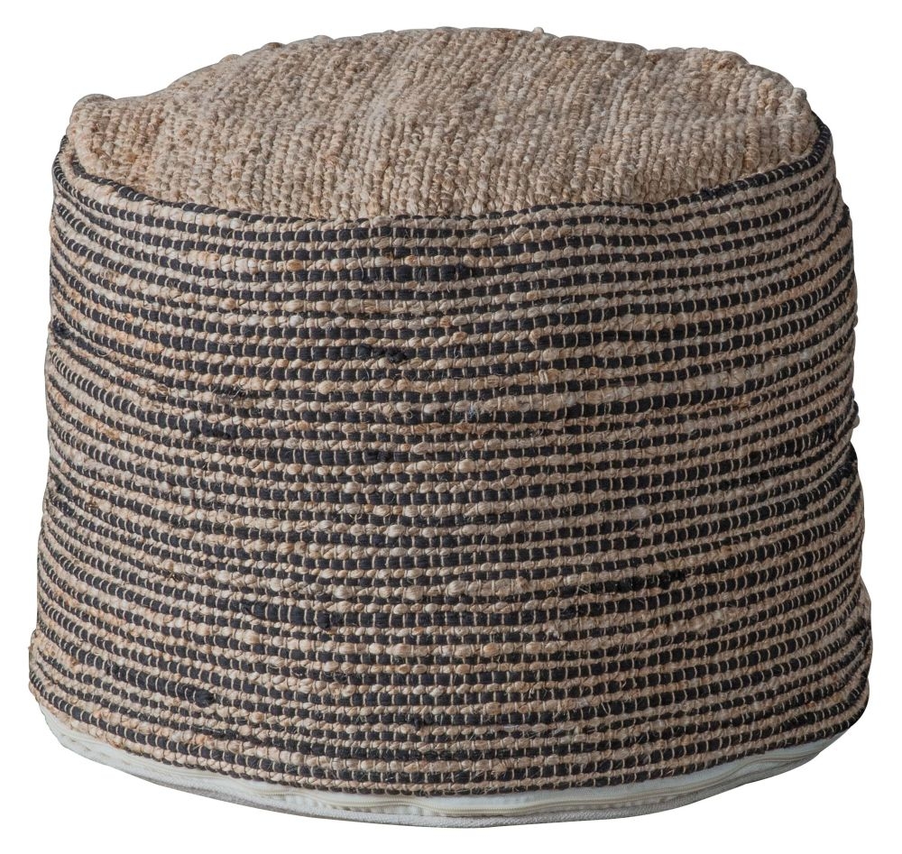 Celena Natural Bohemian Style Hand Woven Round Fabric Pouffe