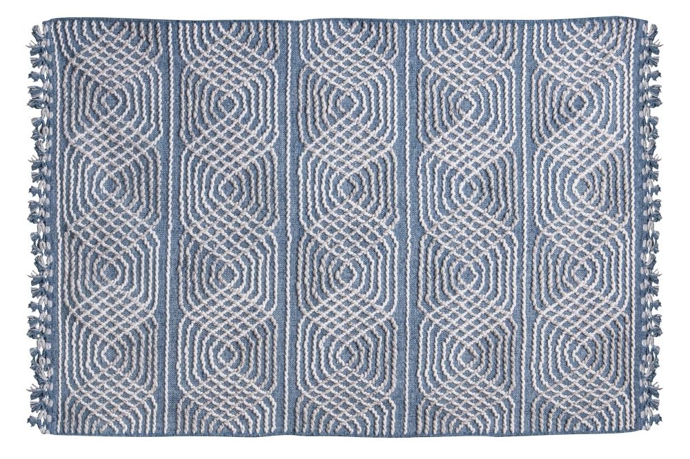 Lynsey Geometric Blue Denim Rug 120cm X 170cm