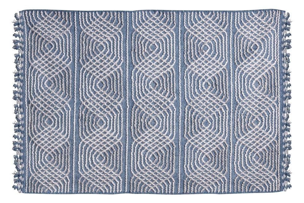 Lynsey Two Tone Geometric Denim Blue Rug 120cm X 170cm