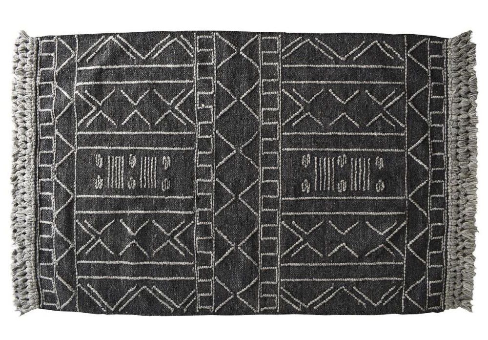 Yuri Monochromatic Tassel Fringing Cream And Grey Rug 120cm X 170cm