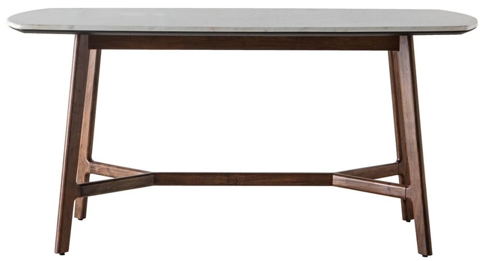 Barcelona Acacia Wood And White Marble Top Dining Table