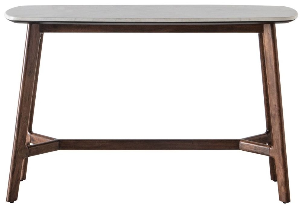 Barcelona Acacia Wood And White Marble Top Console Table