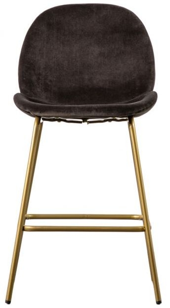 Malcom Brown Velvet Fabric Barstool With Gold Legs Sold In Pairs