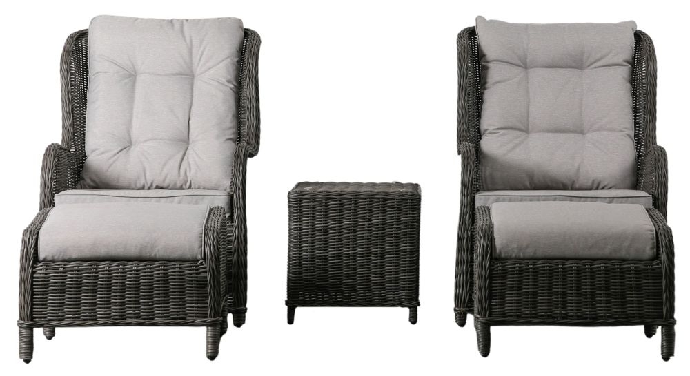 Cinto Grey Rattan Outdoor Garden High Back Lounge Set