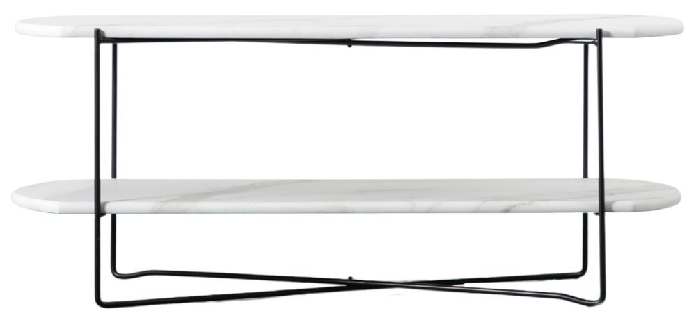 Elyse White Faux Marble Display Coffee Table