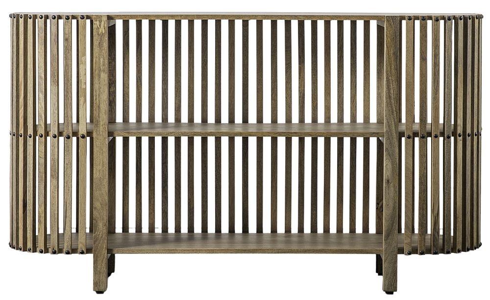 Alisson Natural Mango Wood And Metal Slatted Console Table