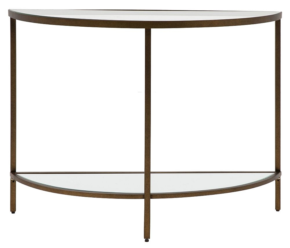 Simone Glass Console Table In Bronze