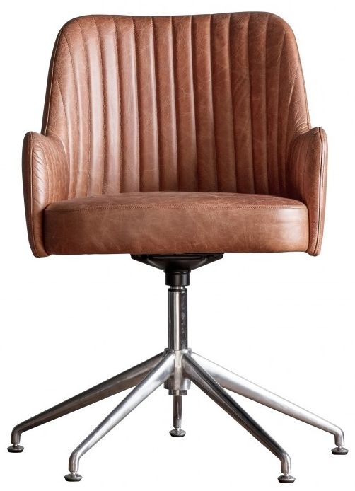 Curie Vintage Brown Leather Swivel Chair