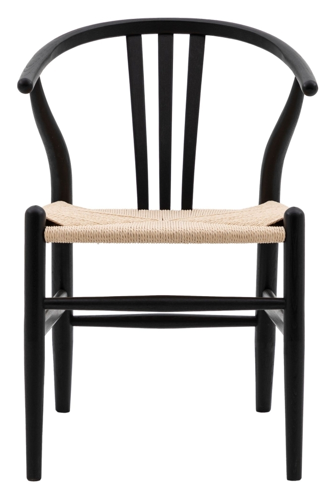 Whitney Wishbone Bentwood Dining Chair Black Woven Seat